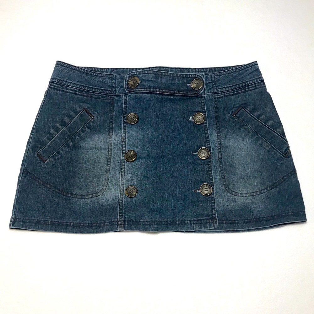 Denim Wrap Mini Skirt - 9